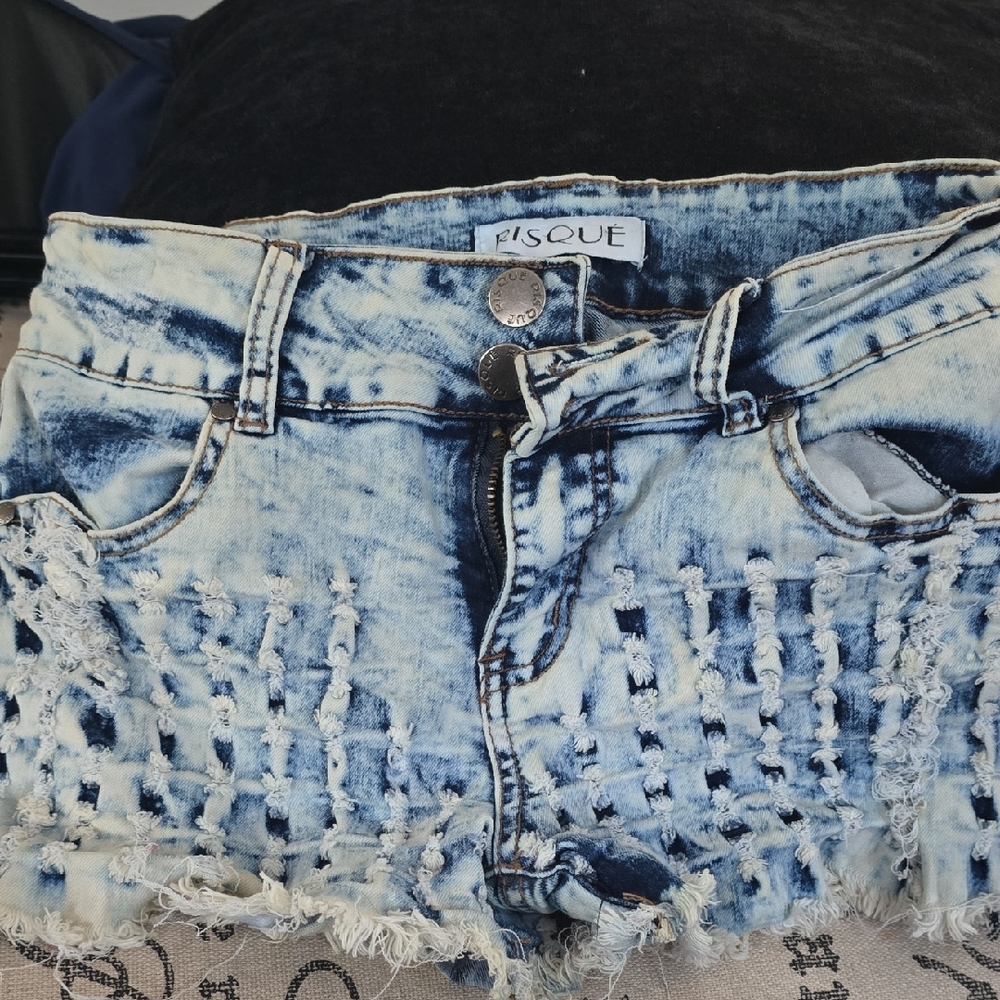 So Risque Light Blue Distressed Jean Shorts